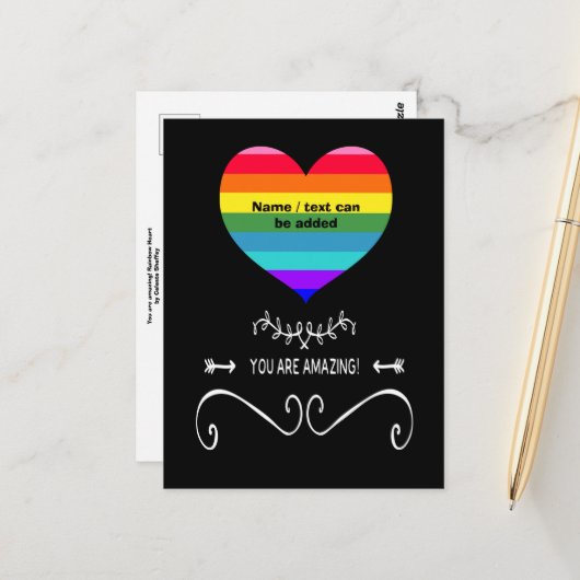 Du bist Phantastisch! Rainbow Heart Postkarte (Vorderseite/Rückseite Beispiel)