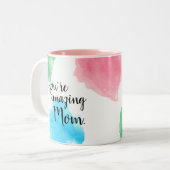 Du bist phantastische Mama | Farbenfrohe Aquarells Zweifarbige Tasse (Vorderseite Links)