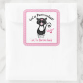 Du bist purfect Black Cat Valentine's Heart Pink Quadratischer Aufkleber (Tasche)