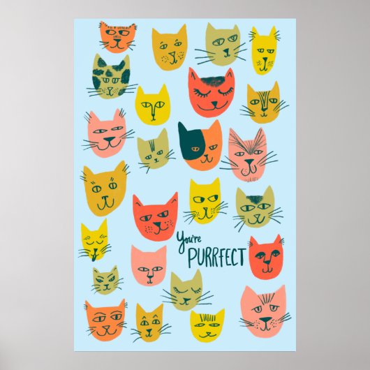 Du bist Purfect! Farbenfrohe, verrückte Katzen-Ill Poster (Vorne)