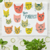 Du bist Purfect! Farbige Niedliche Katzen Blau Geschirrtuch (Gefaltet)