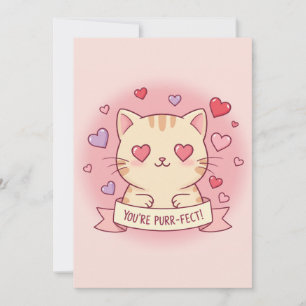 Du bist purr-fekt! Süßer Valentinstag-Katz Feiertagskarte