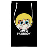 Du bist Purrdy Funny Cat Pun Dark BG Kleine Geschenktüte (Vorderseite)