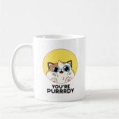 Du bist Purrdy Funny Cat Pun Kaffeetasse (Links)