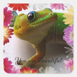 Du bist schön quadratischer aufkleber