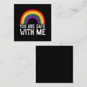 Du bist sicher bei mir LGBTQ Pride Monat Regenboge Quadratische Visitenkarte