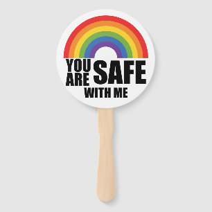 Du bist sicher bei mir LGBTQ Regenbogen Stolz  Fächer