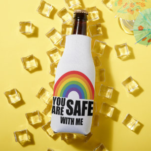 Du bist sicher bei mir LGBTQ Regenbogen Stolz  Flaschenkühler