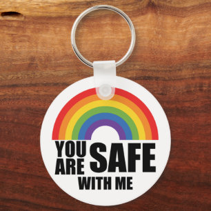 Du bist sicher bei mir LGBTQ Regenbogen Stolz  Schlüsselanhänger