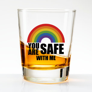 Du bist sicher bei mir LGBTQ Regenbogen Stolz Schnapsglas