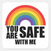Du bist sicher mit meinem LGBTQ-Regenbogenstolz Quadratischer Aufkleber (Vorderseite)