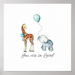 Du bist so geliebt, Elefant und Giraffe. Poster