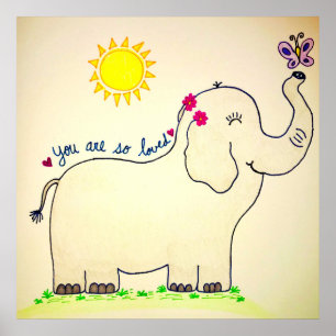 "Du bist so geliebt" Elephant Poster