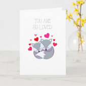 Du bist so geliebt - Graue Füchse schnipsen Karte (Gelbe Blume)