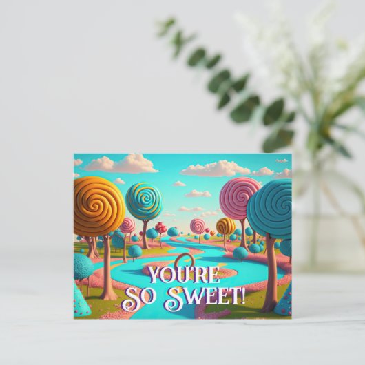 Du bist so süß Candy Lane Lollipop Gum Drop Trees Postkarte (Stehend Vorderseite)