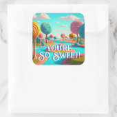 Du bist so süß Candy Lane Lollipop Gum Drop Trees Quadratischer Aufkleber (Tasche)