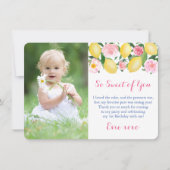 Du bist so süß Positano Lemons Pink Party Foto Dankeskarte (Vorderseite)