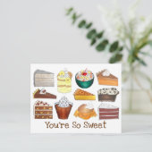 Du bist so süß süße Nachspeisen Kuchen Pudding Postkarte (Stehend Vorderseite)
