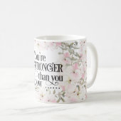 "Du bist stärker als... Christliche Blüte/Bibel Kaffeetasse (VorderseiteRechts)