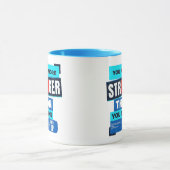 Du bist stärker als du denkst, blauer Kaffee Tasse (Zentrum)