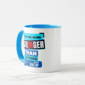 Du bist stärker als du denkst, blauer Kaffee Tasse (Vorderseite Links)
