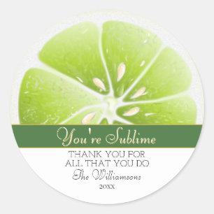 Du bist Sublime Lime Citrus Frucht   Danke Runder Aufkleber