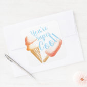 Du bist superCoole Eiscreme Quadratischer Aufkleber (Umschlag)