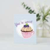 Du bist süß! Pfefferkuchen, blaue Polka-Punkte auf Postkarte (Stehend Vorderseite)