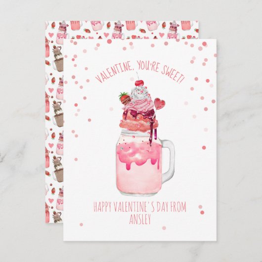 Du bist süße Valentine Candy Liebe Milkshake Postkarte (Vorne/Hinten)