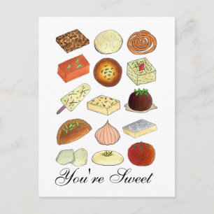 Du bist Süßigkeiten Indische Mithai Süßigkeiten Ko Postkarte