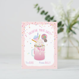 Du bist Sweet Crazy Milkshake Candy Kids Valentine Postkarte