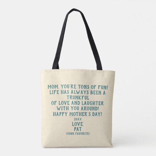 "Du bist tonnenweise Spaß" Muttertagsgeschenk Tasche (Rückseite)