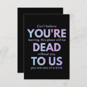 Du bist tot zu uns! - R.I.P. Verräter!: Mitarbeite Mitteilungskarte (Vorne/Hinten)