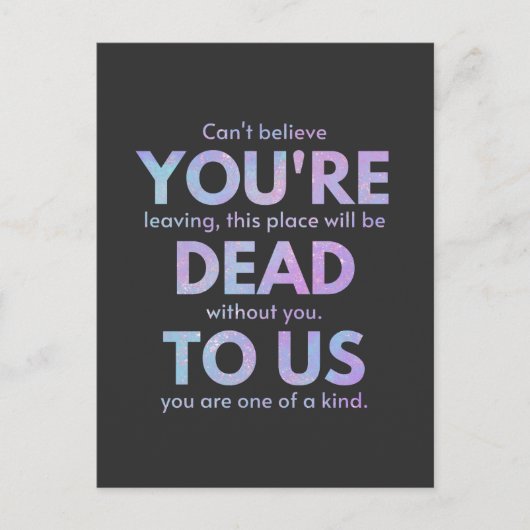 Du bist tot zu uns! - R.I.P. Verräter!: Mitarbeite Postkarte (Vorderseite)