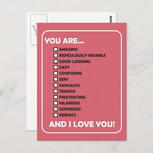 Du bist... Und ich Liebe Sie Postkarte (Vorne/Hinten)