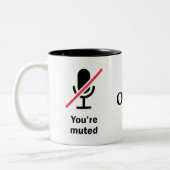 Du bist verflucht | Du bist auf Mute. | INDIVIDUEL Zweifarbige Tasse (Links)