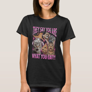 Du bist, was du isst, lustiges lesbisches Katzen-M T-Shirt