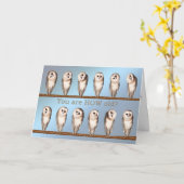 Du bist wie alt? Neugierige Eulen Geburtskarte. Karte (Gelbe Blume)