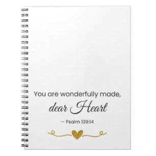 Du bist wunderbar gemacht – Psalm 139:14 Notizbuch Notizblock