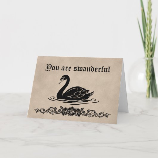 Du bist wunderbar Lustiger Goth Schwarzer Schwan D Karte (Vorderseite)