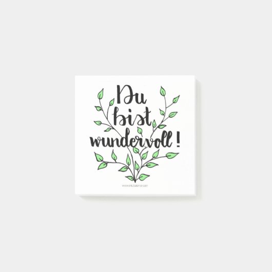 Du bist wundervoll Post-it Klebezettel (Vorderseite)