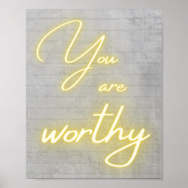 Du bist würdig Neon-Kalligrafie Poster