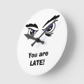 Du bist zu spät: Funny Face Clock! Runde Wanduhr (Winkel)