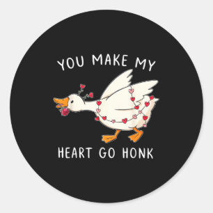 Du bringst mein Herz zum Hupen Lustige Gans Valent Runder Aufkleber