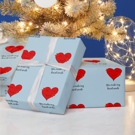 Du bringst mein Herz zum Lächeln, romantisch blau Geschenkpapier (Feiertage)