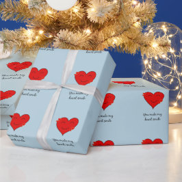 Du bringst mein Herz zum Lächeln, romantisch blau Geschenkpapier