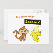 Du bringst mich zu Bananen, Niedlichen Liebe Spaß Postkarte (Vorne/Hinten)