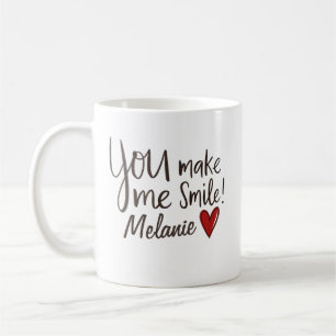 Du bringst mich zum Lächeln Name Herz Valentinstag Kaffeetasse