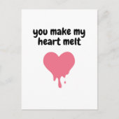 Du bringst mir das Herz zu. | Niedliche Liebe Rosa Postkarte (Vorderseite)