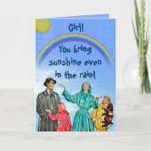 Du bringst Sonnenschein Vintag Dankeskarte (Vorderseite)